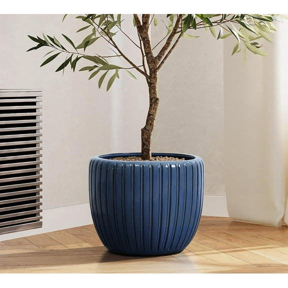 Indoor ceramic planters, outdoor large planters with drainage holes and rubber plugs, modern decorative glass planters