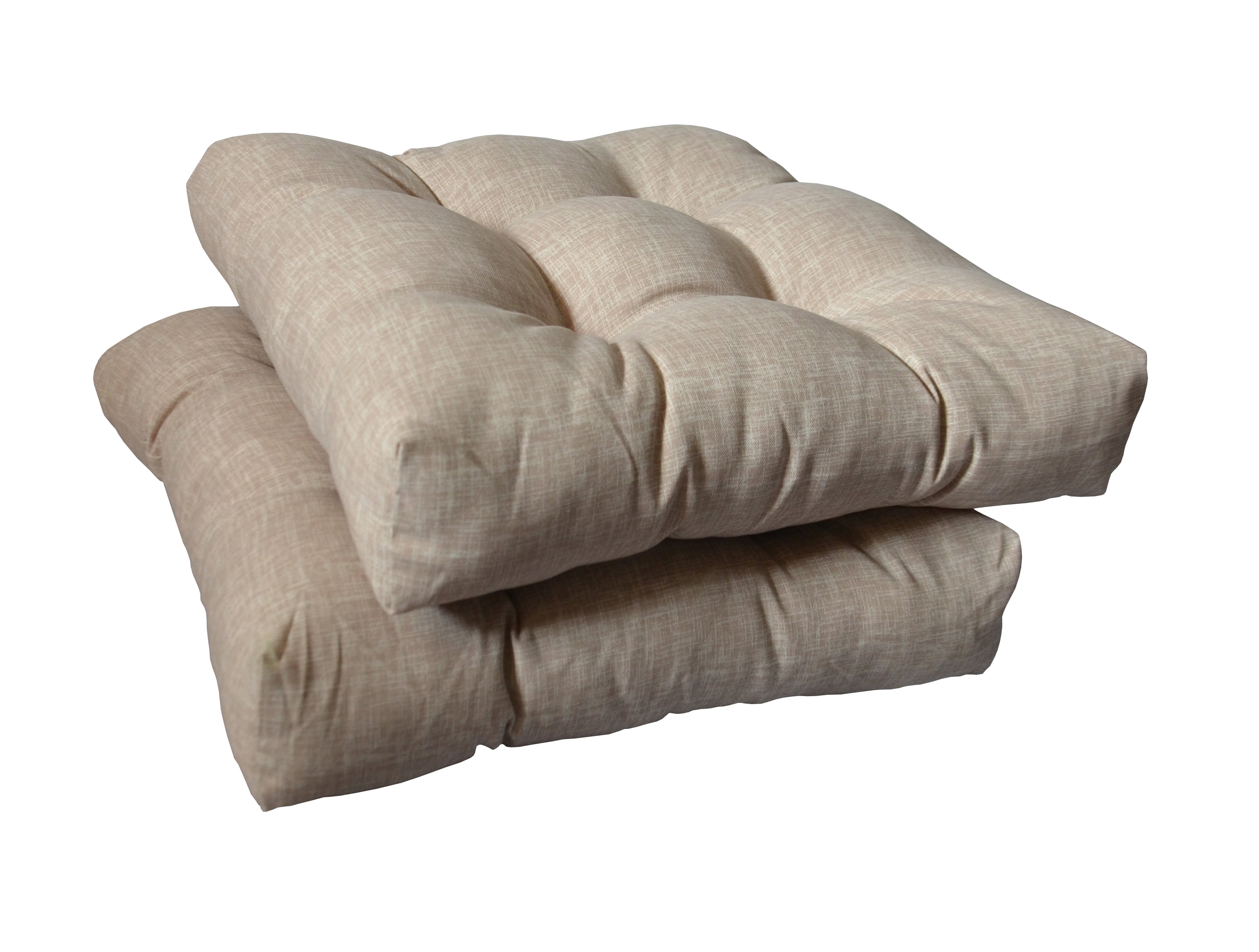 Khaki Water-Resistant Polyester Square Patio Seat Cushions, 19 x 19 x 5 Inch, 2-Pack