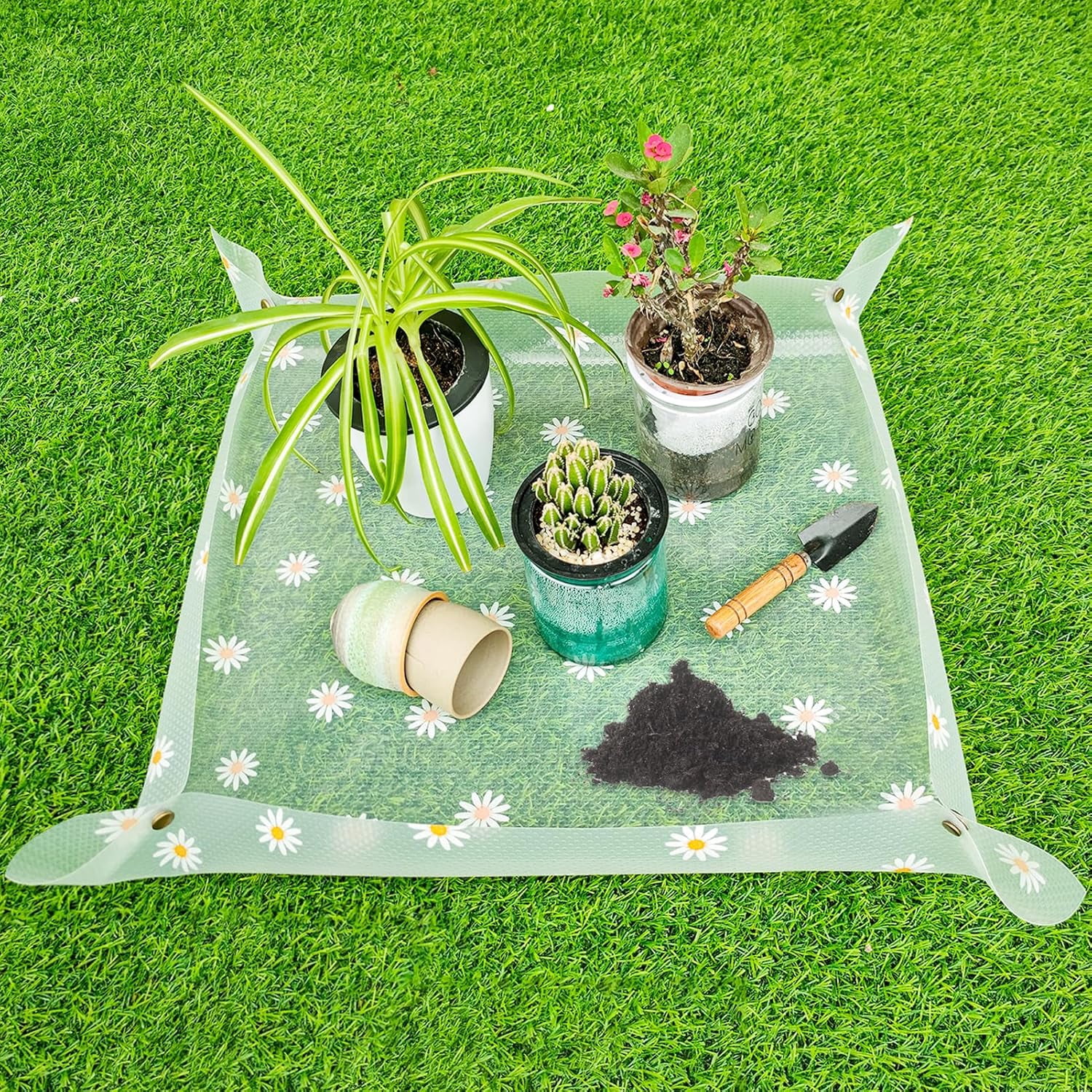 Indoor plant potting mat, waterproof transparent potting mat, foldable gardening plant potting tray, for controlling potting soil, indoor plant gardening accessories gifts, suitable for plant lovers,