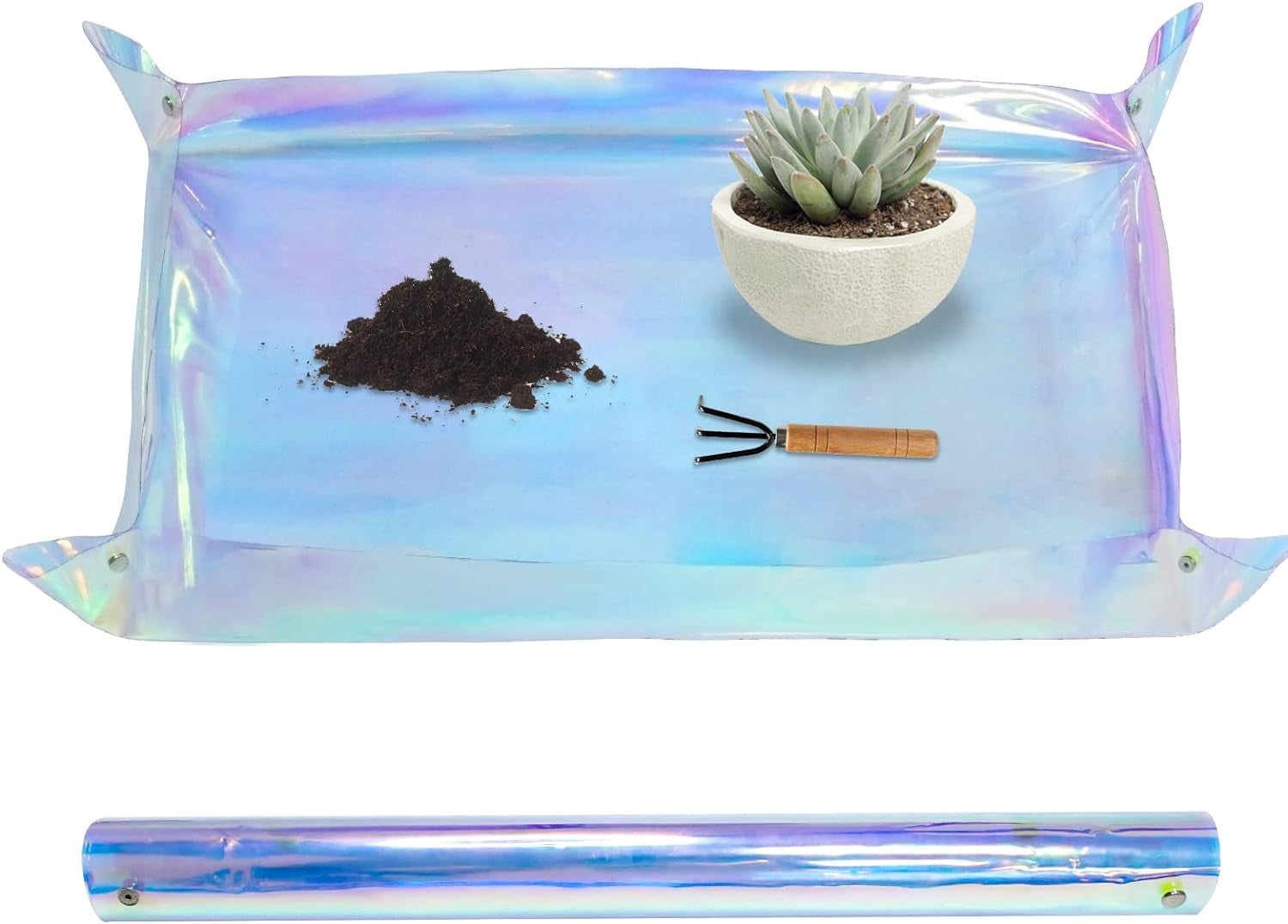 Indoor plant potting pads, rainbow plant potting pads, waterproof potting trays, gardening gift pads, cacti, succulents, orchid mixed soil, dirt-resistant, 25.6-inch gardening tools, potting pads