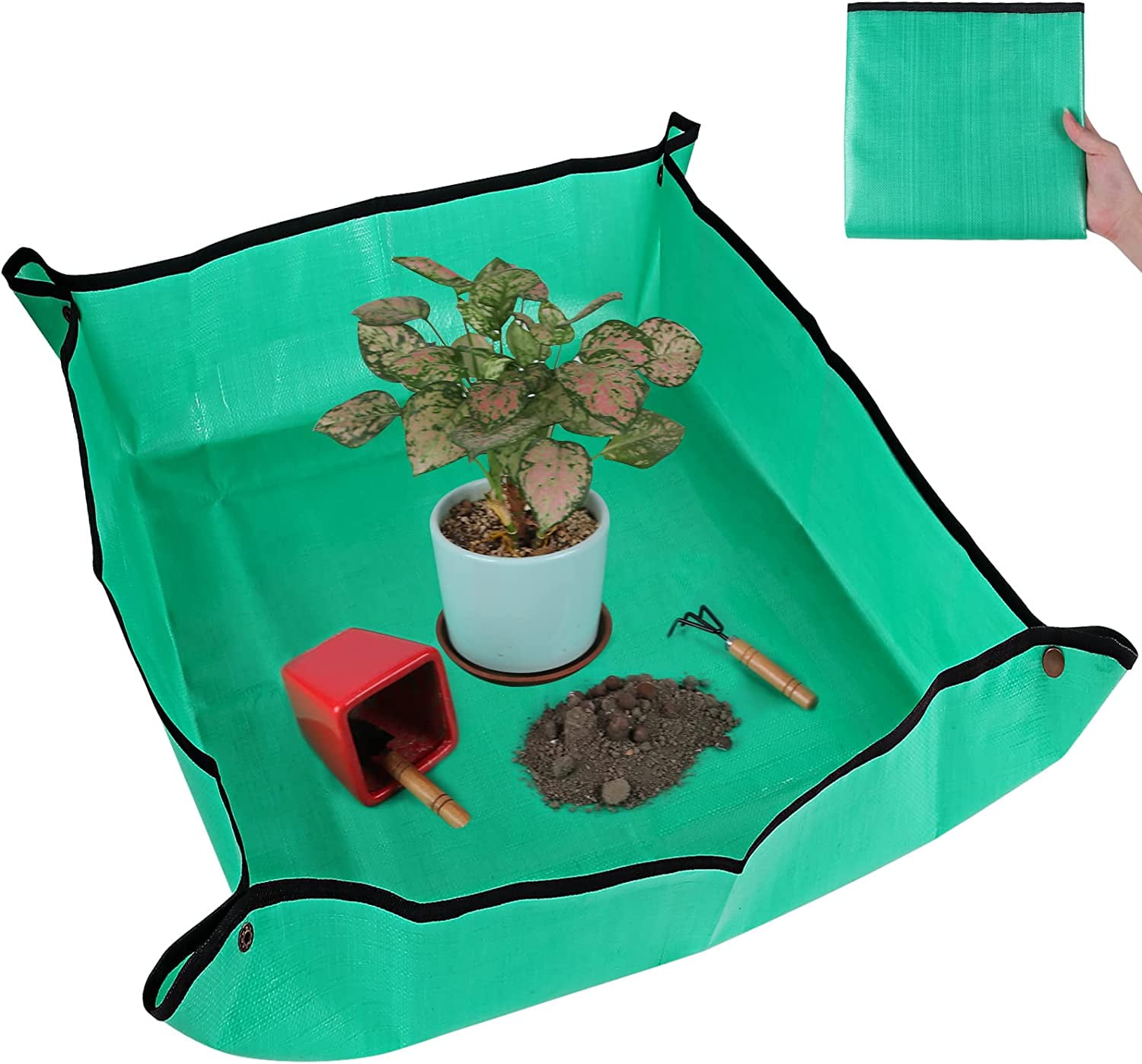 Indoor plant replanting mat, for indoor plant potted soil mixing, waterproof plant replanting tray, potted plant mat gardening tray, for indoor potted succulents, cacti, orchids, gardening gifts (26.