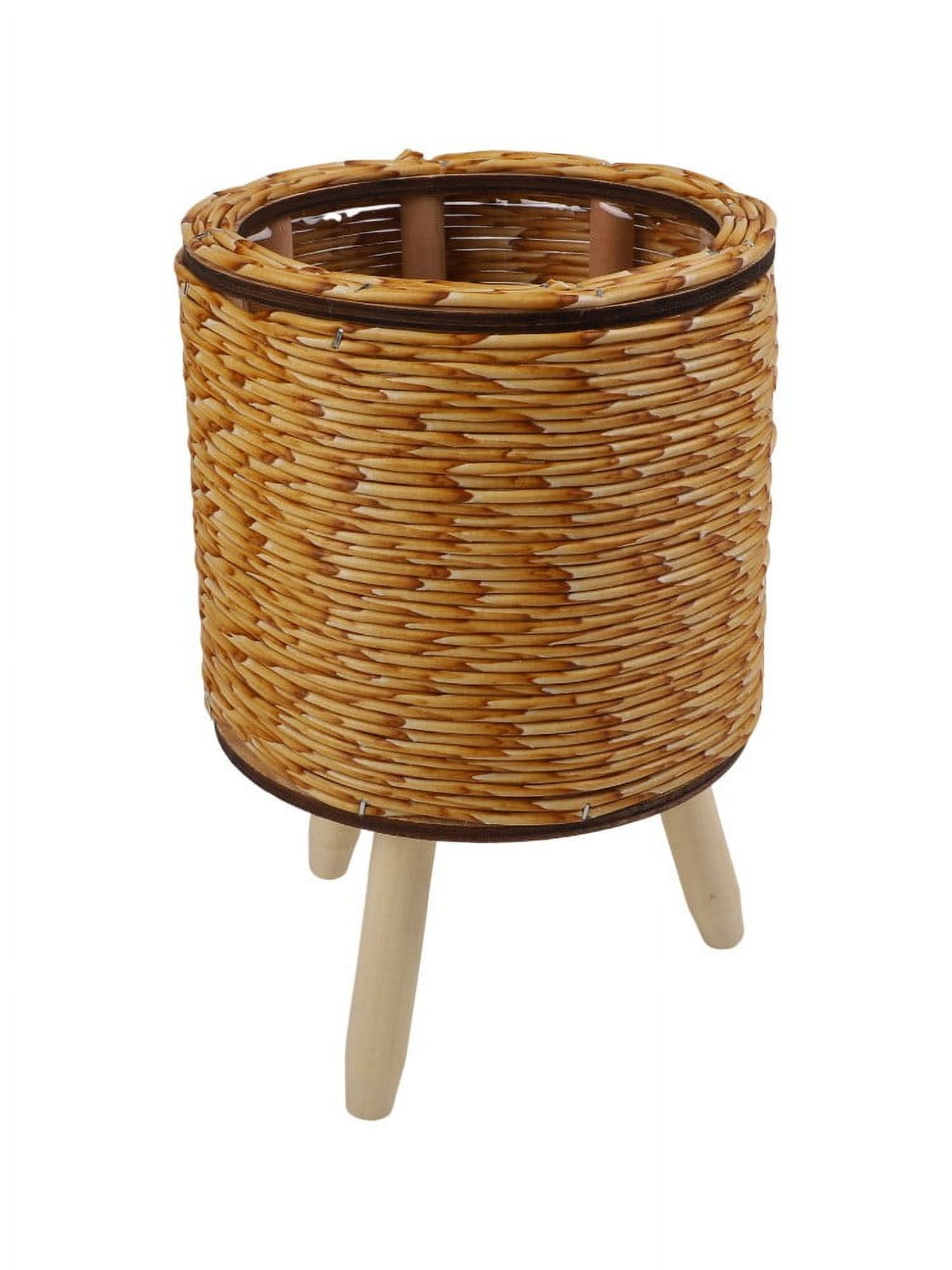 Indoor rattan flower stand triangular bracket flower pot desktop plant ...