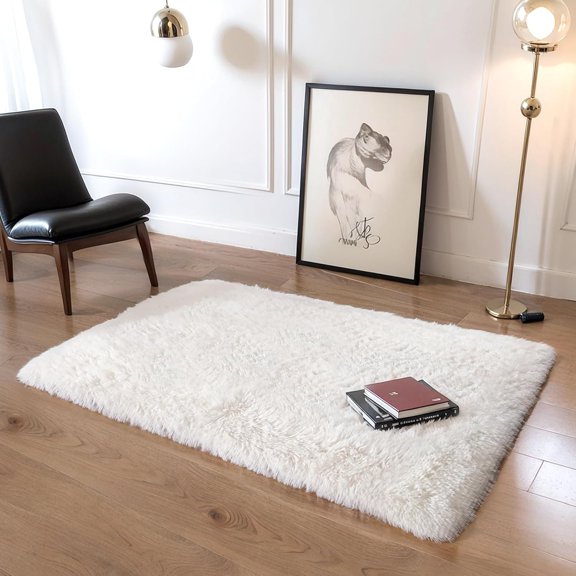 Indoor ultra soft plush carpet for bedrooms and living rooms, modern anti slip artificial fur carpet for home decoration in children's rooms, fluffy plush carpet