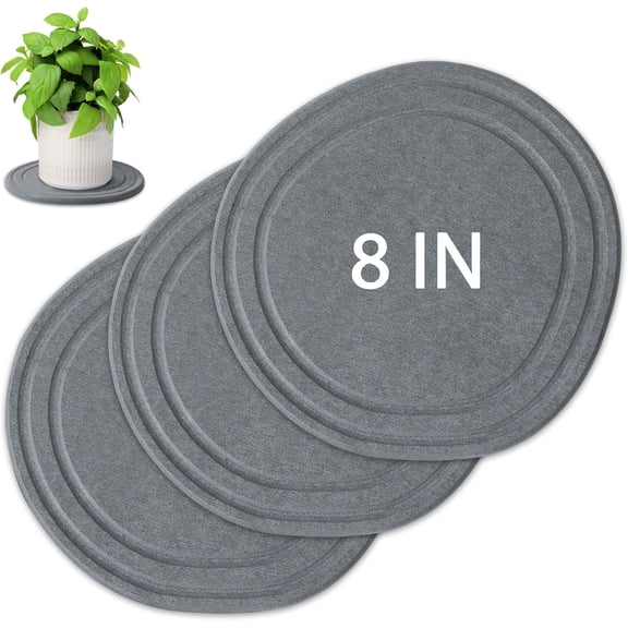 for Indoors, 3 Pack 8" Quick Dry Diatomite Plant Drip Water Catcher Trays for Pots, Diatomaceous Earth Planter Drainage Saucers Plates to Catch Water for Flower and Plants, Stone Gray