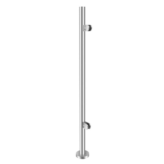 Indoors Glass Railing Post Glass Balustrade Railing Post 43.5inch Glass Balustrade Railing Post for Outdoors Railing of Deck/Balcony/Garden (Silver/End Post, 43.5in)