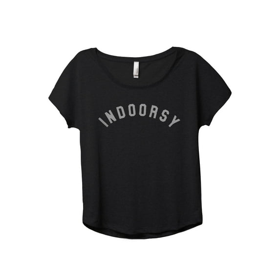 Indoorsy Women's Fashion Slouchy Dolman T-Shirt Tee Heather Black 3X-Large