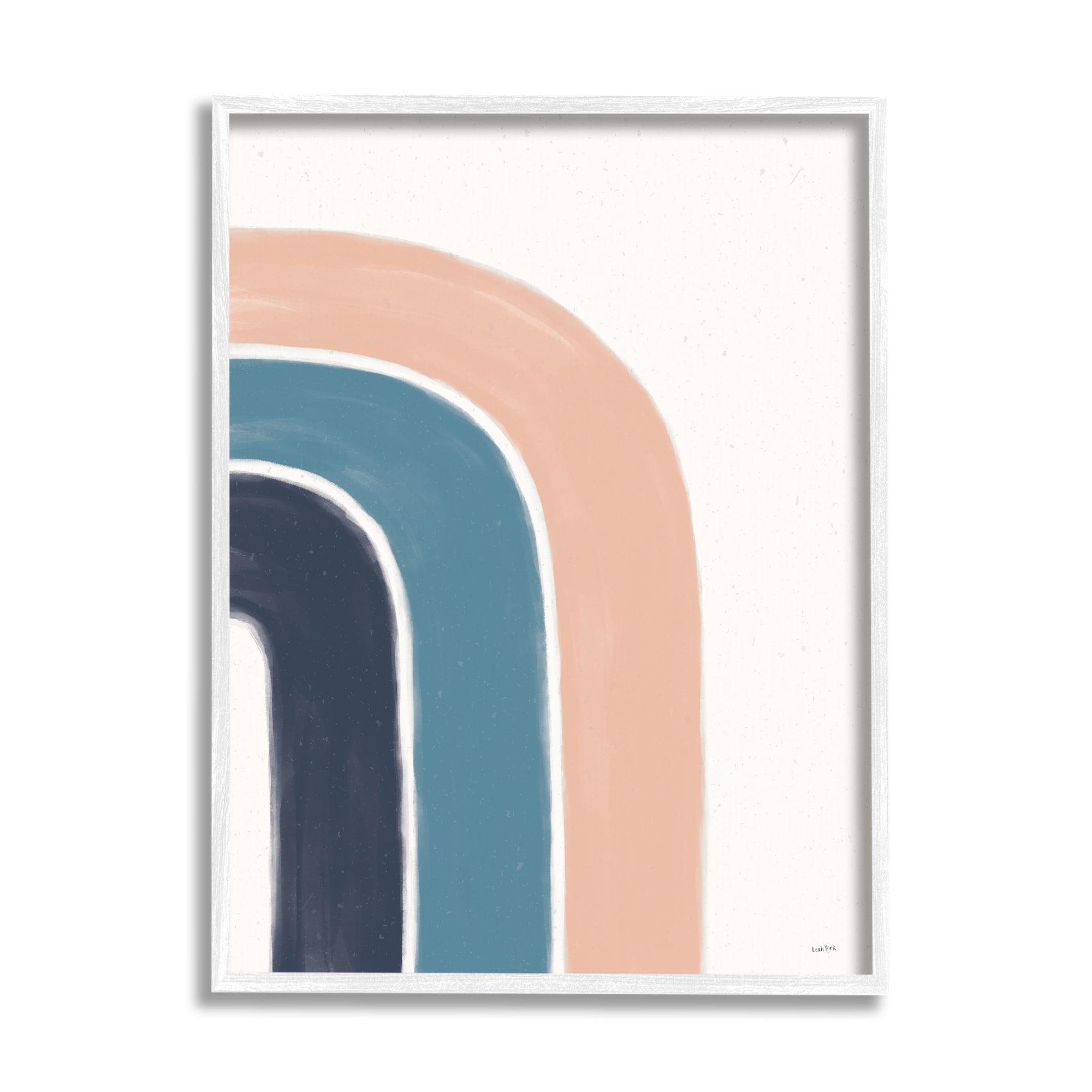 Indtries Half Rainbow Minimal Three Arch Shape Blue Pink 16 in x 20 in Framed Painting Art Prints, by Stupell Home Décor