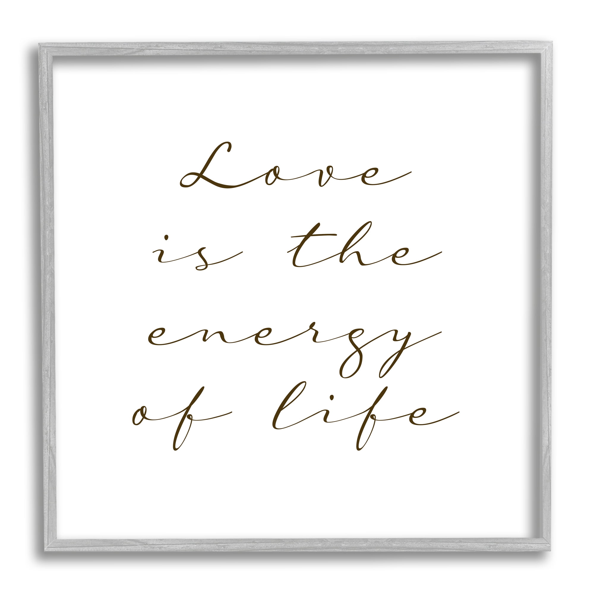 Indtries Love Is Energy of Life Phrase Motivational Romantic 12" x 12" Framed Painting Art Prints, by Stupell Home Décor