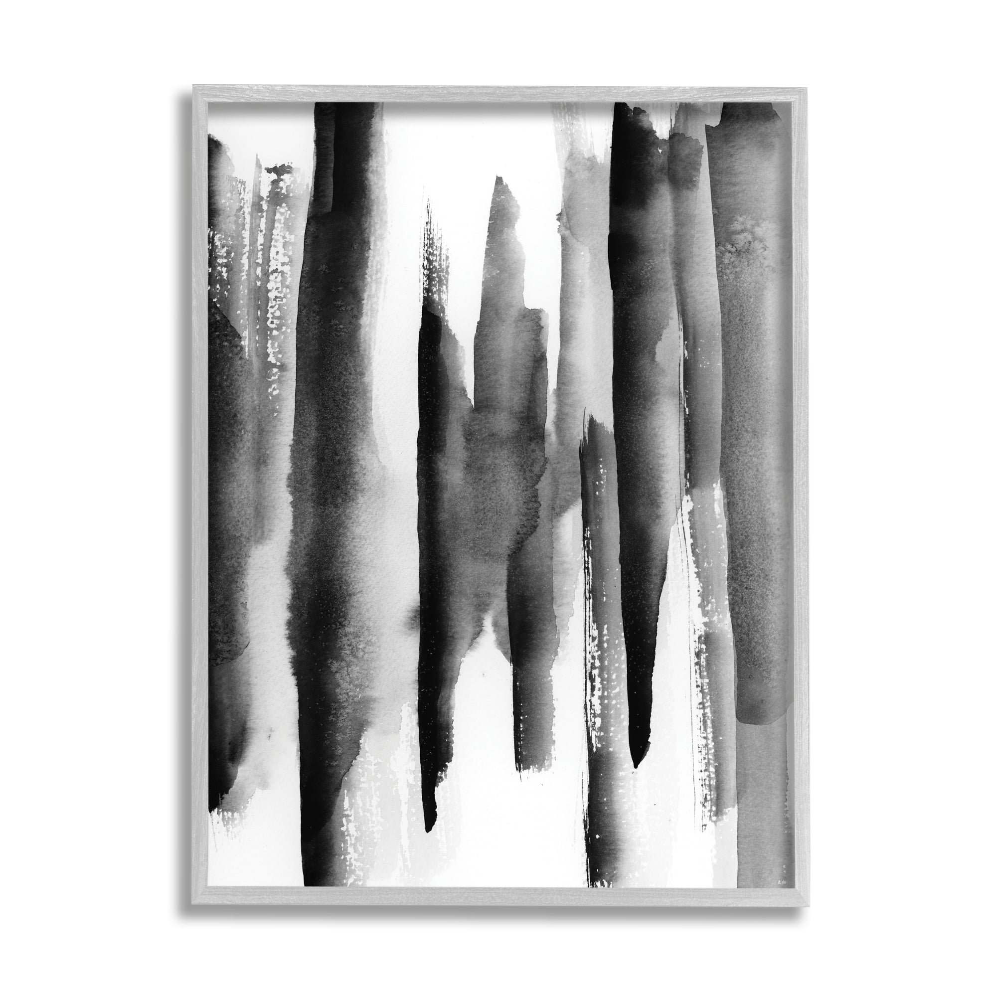Indtries Modern Black Ink Abstract Landscape Watercolor over White 24 in x 30 in Framed Painting Art Prints, by Stupell Home Décor