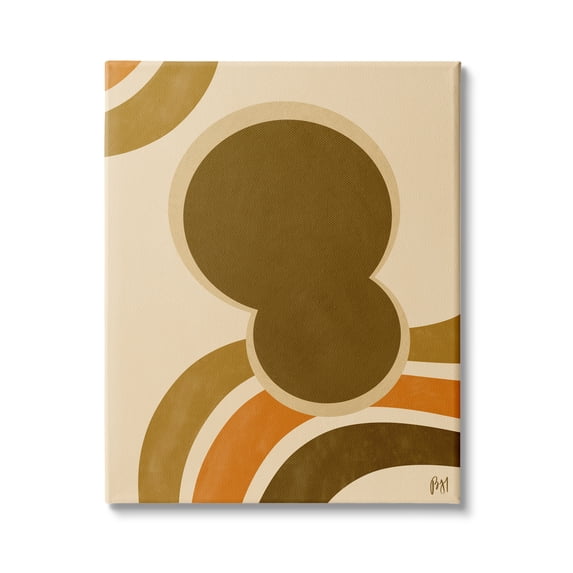 Indtries Retro Groove Shape Abstraction Warm Pop Brown Orange 36 in x 48 in Painting Canvas Art Print, by Stupell Home Décor