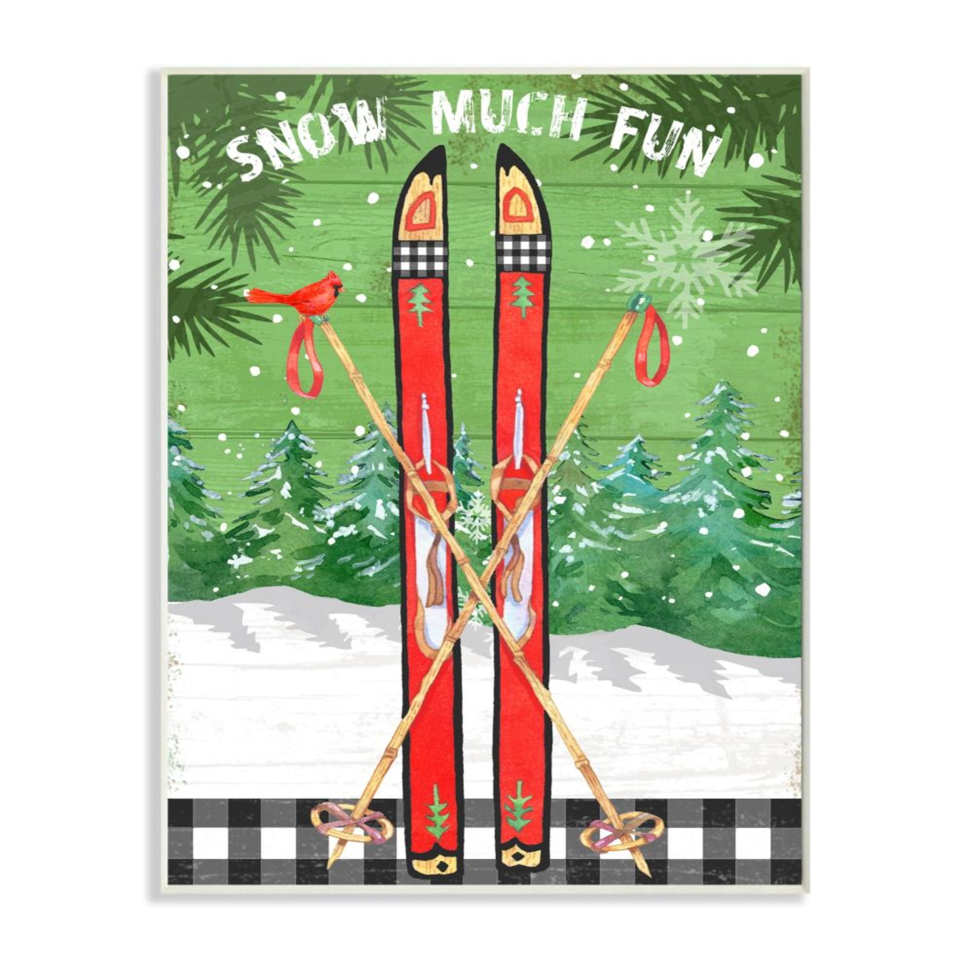 Indtries Traditional Snow Much Fun Winter Season 19 in x 13 in Framed Painting Art Prints, by Stupell Home Décor
