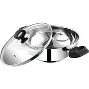Induction Base Deluxe Kadai Wok Frypan Stainless Steel with Glass Lid, by VINOD, 18cm, 1.2L