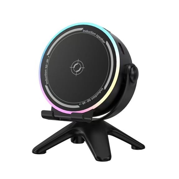Induction Bluetooth Speaker, RGB Light, Phone Stand, 360 Surround Sound for Desktop