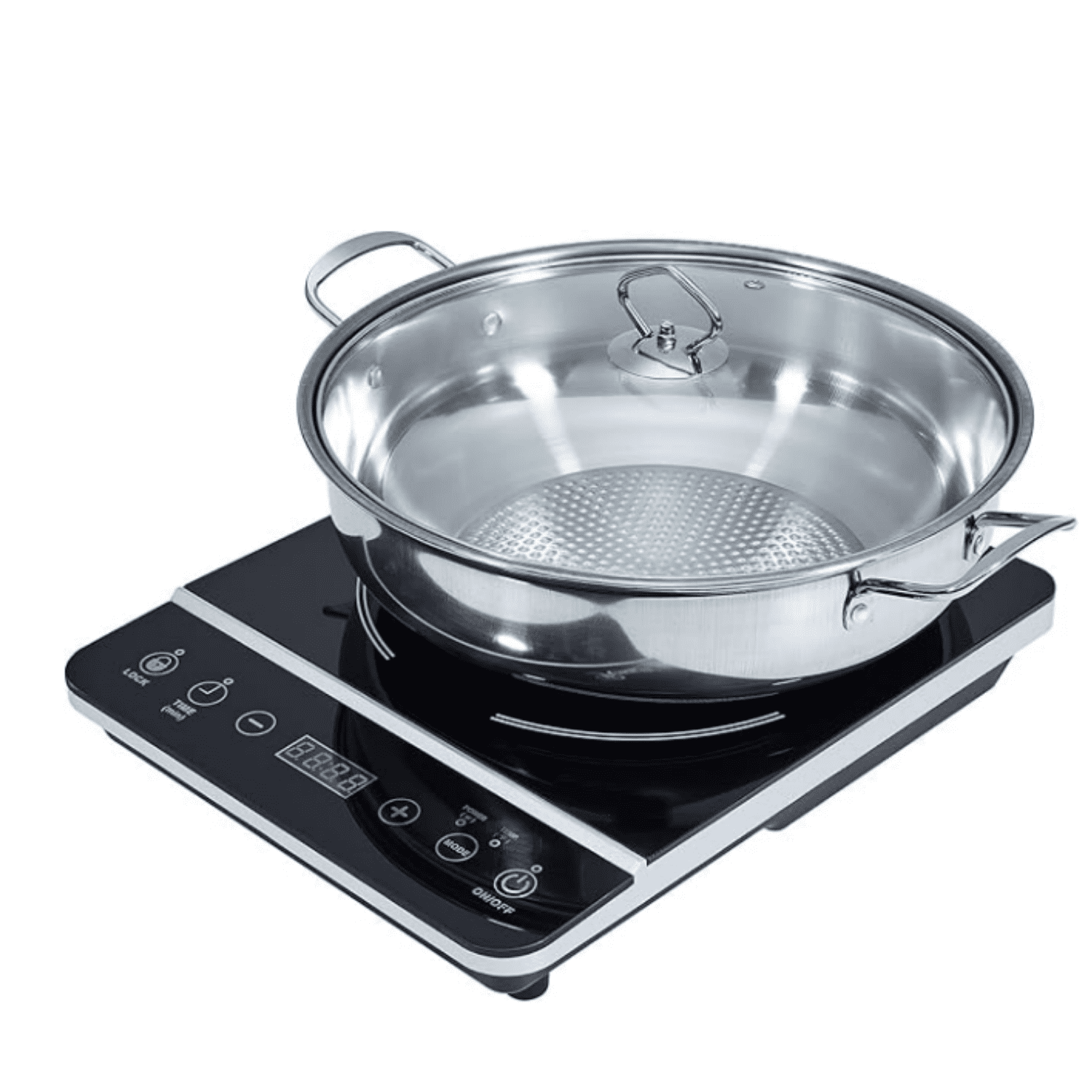 Induction Cooker 1800 Watt, Induction Cooktop, Electric Burner with Stainless Steel Pot 10" 3.5
