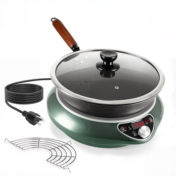 Abangdun Induction Cooktop,1700W/85V~120V Induction Burner Portable Electric Wok,13-inch Carbon Steel Wok Included