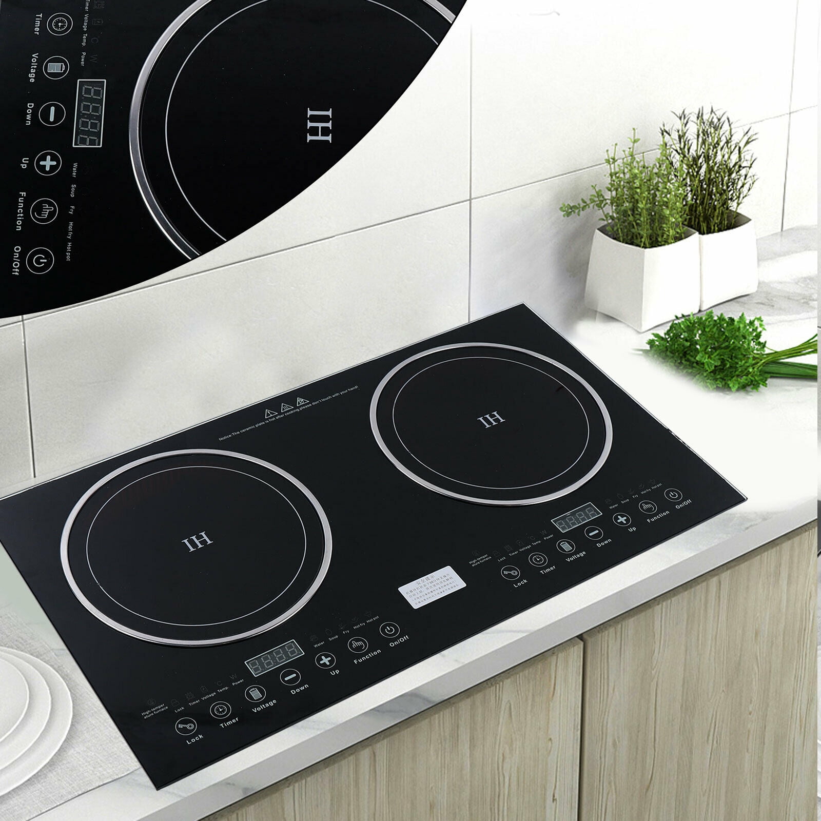 Induction Cooktop 2 Burners Electric Hob Cook Top Stove Ceramic Cooktop