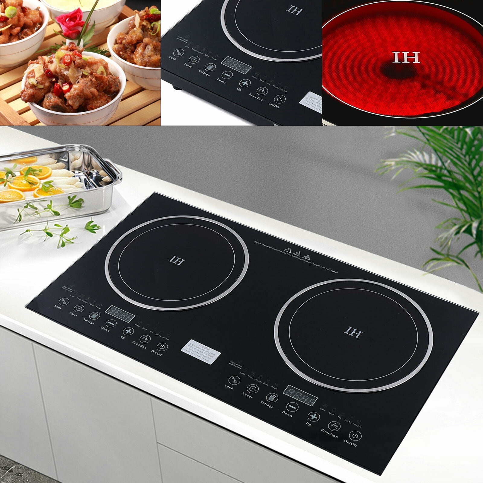 Induction Cooktop 2 Burners Electric Hob Cook Top Stove Ceramic Cooktop