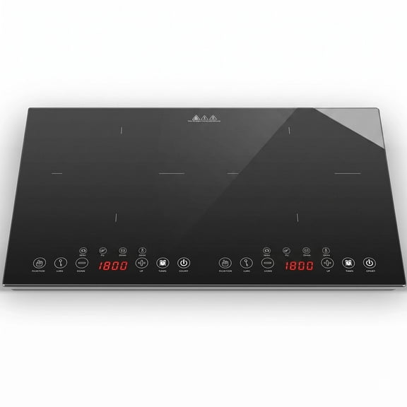 Induction Cooktop 30 inches 2-Burner, 1800W Touch Control Built-In Electric Stove Top, Black Glass