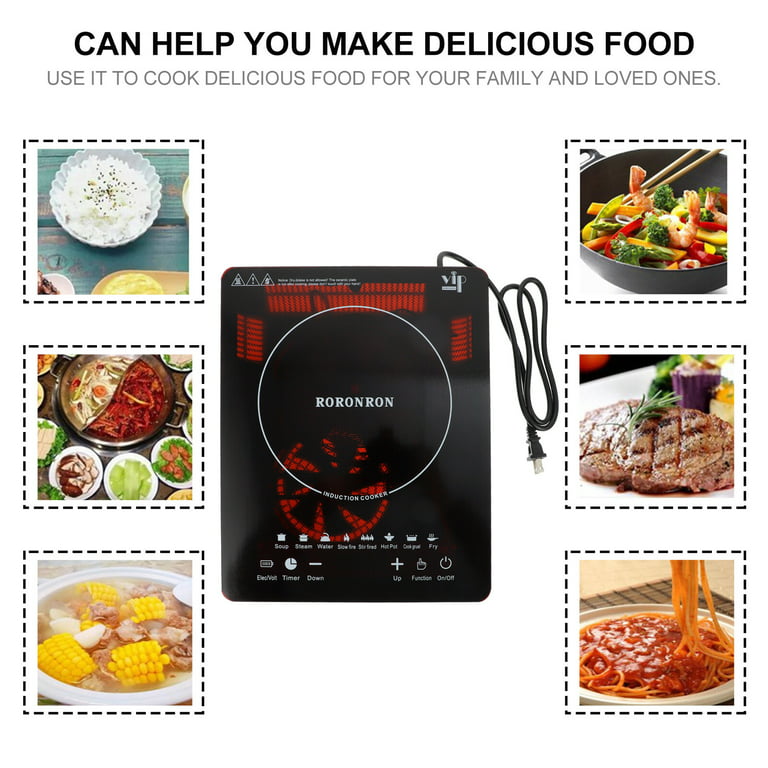 Induction Cooktop, Induction Hot Plate with LED Display, 1500W Countertop  Burner Portable Black Crystal Glass Surface for Cooking