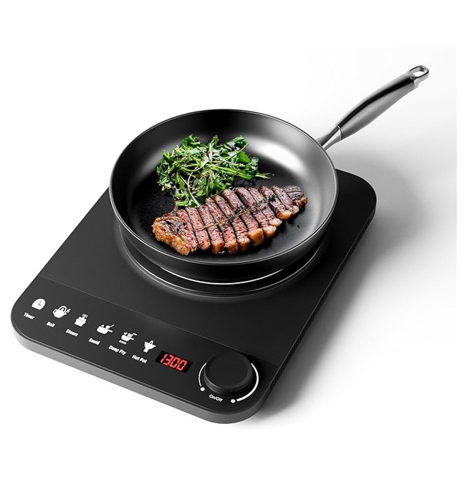 Compact Induction Cooker Induction Cooktop Portable, 1300W Mini Stove with 5 Cooking Modes ...