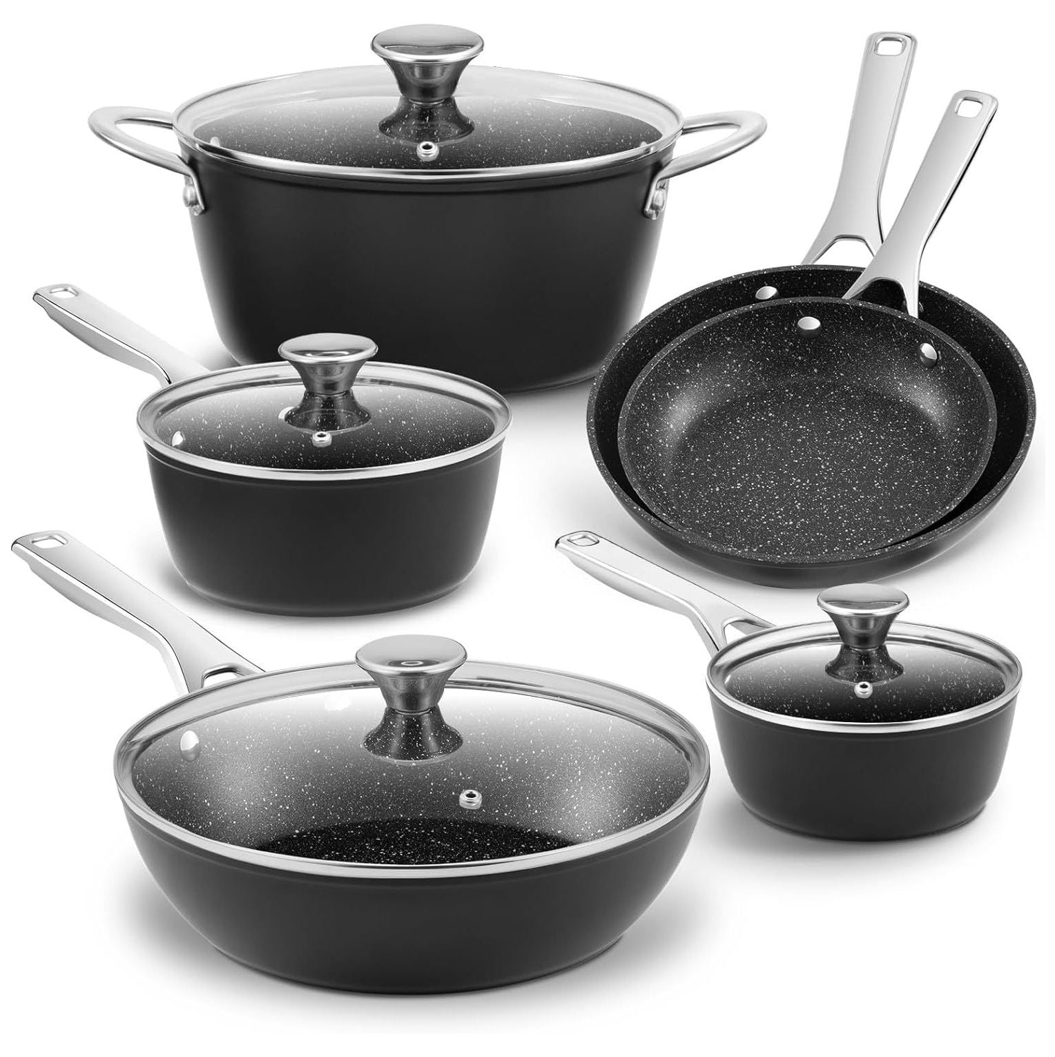 Induction Cookware Nonstick, Cusimax Shop Pots and Pans Set for Induction Cooktop, Compatible