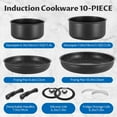 thumbnail image 1 of Induction Cookware Set 10 Pieces Nonstick Pots and Pans with Removable Handles for All Hobs Stackable Design Dishwasher Oven Safe PFAS, 1 of 7