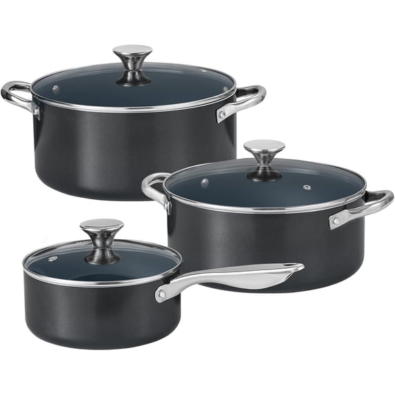 Induction Cookware Set 6-, Stackable Kitchen Cooking Pots Set, 6qt 4 ...