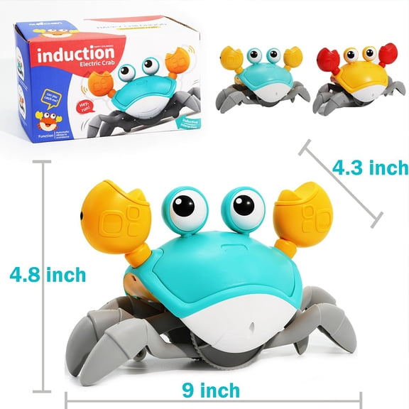 Generic Induction Escape Crawling Crab Baby Toy with Lights and Music, Automatic Obstacle Avoidance, Battery Operated, Blue, for Ages 6 Months to 5 Years