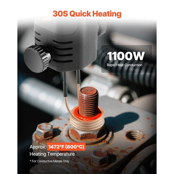 Induction Heater Bolt Removal, 1100W 110V Magnetic Induction Heater Kit, Handheld Nut Buster Tool, Mini Heating Machine for Rusty Screw Removing, Car Garage Repairing Tools with 10 Coil and Box