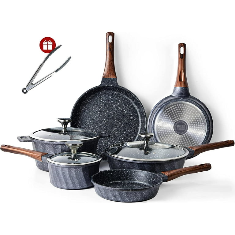  SENSARTE Cookware Set, 8-Piece Pots and Pans with Lid,  Stay-Cool Handle, Induction Compatible Healthy Granite Kitchen Cookware Set  with Swiss nonstick Coating, PFOA free: Home & Kitchen