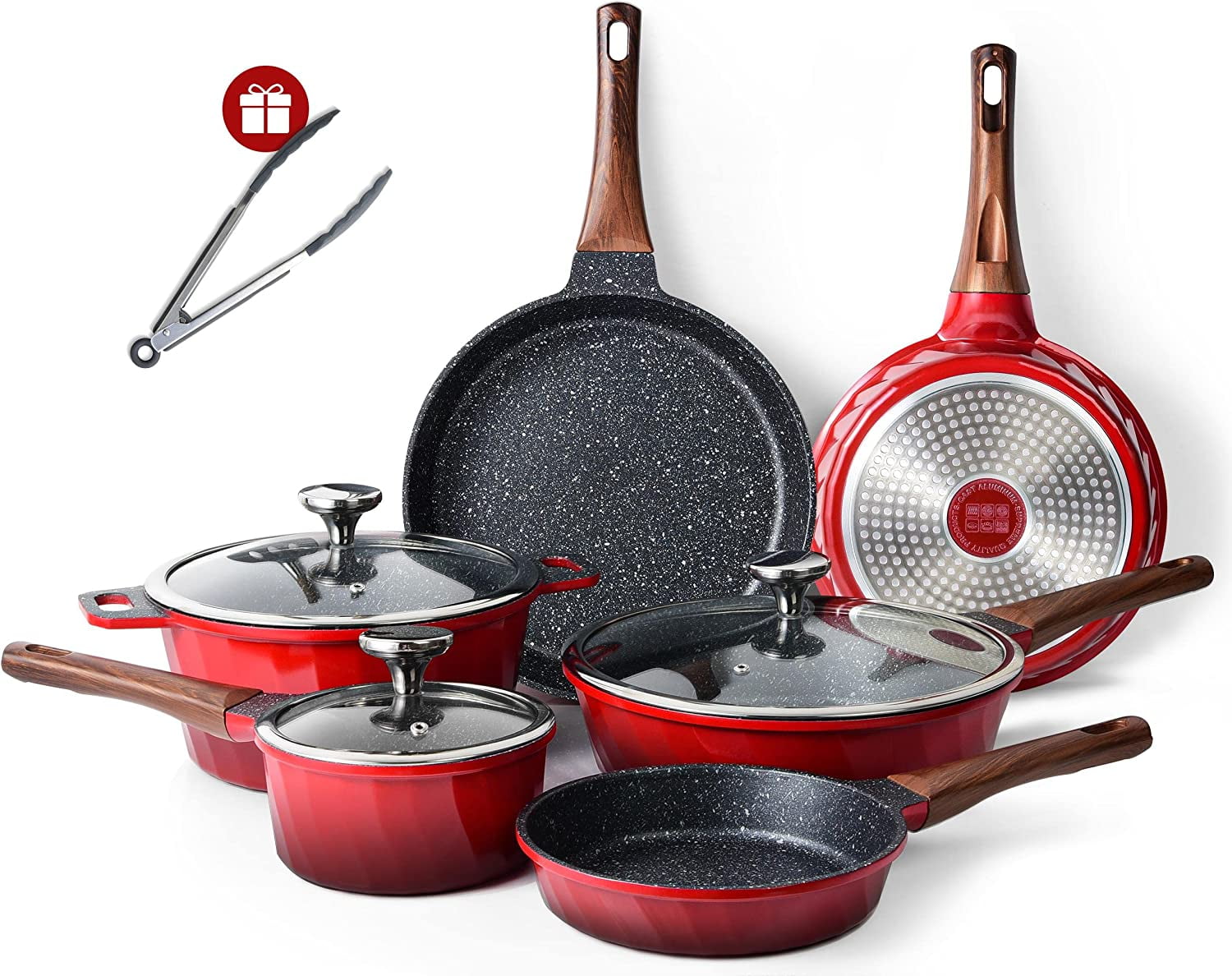 Induction Pots and Pans Set - Non-stick Granite Kitchen Cookware Sets  Nonstick Kitchenware Pans for Cooking Pot and Pan Set Frying Pan Set and  Saucepan Stone Kitchen Set Cookware Set Gift Grey 