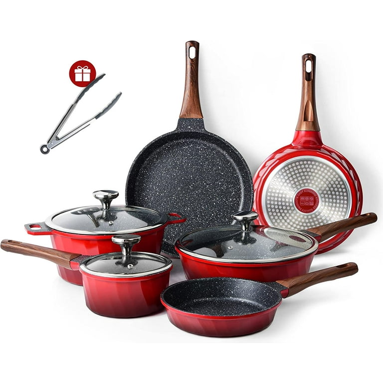 YIIFEEO Nonstick Frying Pan Set, Stone Skillet Set, Omelette Pan Cookware  Set, Induction Frying Pan with 3 Lid(8inch&9.5inch&11inch)