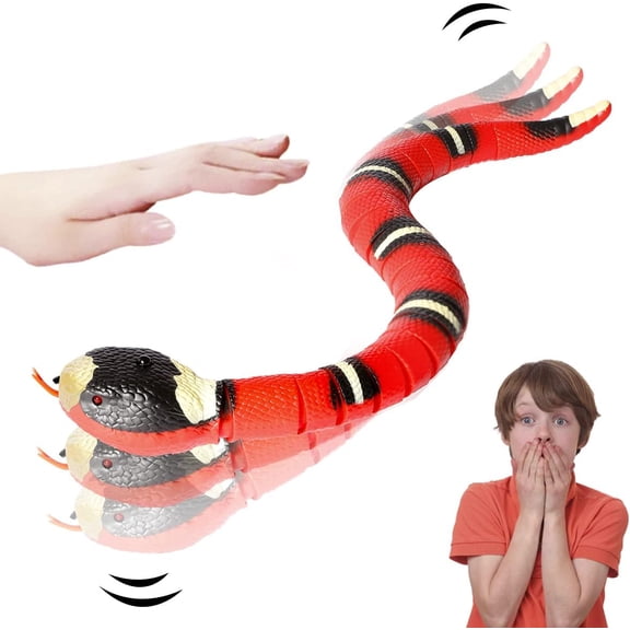 Induction Snake Toy for Kids Pets, 16" Rechargeable Realistic Rattle Snake Toy with Retractable Tongue and Swinging Tail, Perfect Children Birthday Halloween(RL)