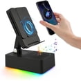 thumbnail image 1 of Induction Speaker, 5-in-1 Foldable Phone Holder, 1500mAh , Colorful LED Ambient Light, Tech Gadgets Gifts for Men Women, for Android Tablet, Black, 1 of 6