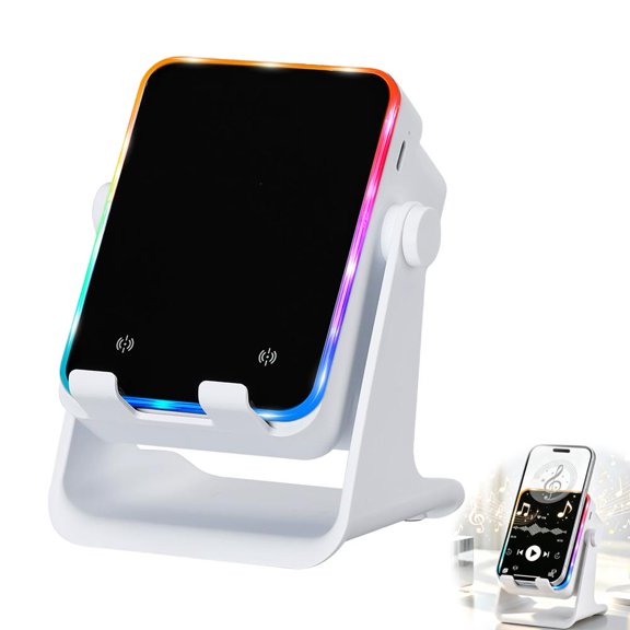 Induction Speaker with Phone Stand 5 in 1 Wireless Bluetooth Audio Black Phone Speaker Amplifier