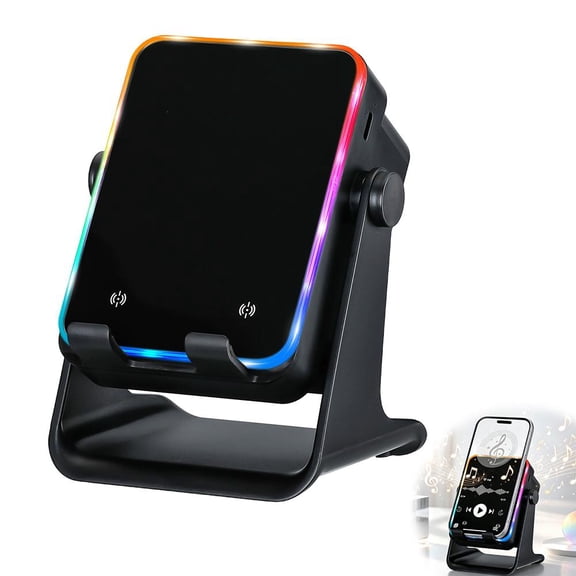 Induction Speaker with Phone Stand 5 in 1 Wireless Bluetooth Audio Black Phone Speaker Amplifier