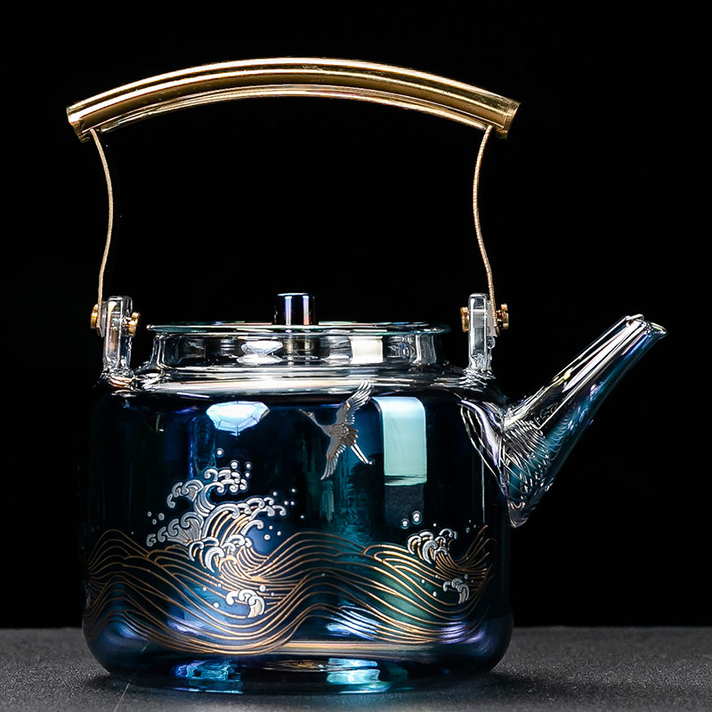 Induction cooker can use heat-resistant thickened glass kettle for household tea set-1-2L