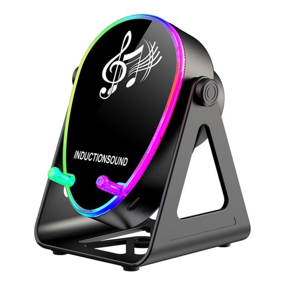 Inductive Bluetooth Speaker with Adjustable Phone Stand and 15W Wireless Charging – RGB Lighting and Power Bank for Convenient Desktop Setup - Color: C
