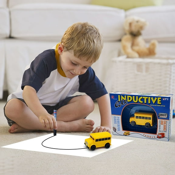 Inductive Car Toy Mini Car Toy,Fun Pen Inductive Car Truck Follow Any Drawn Black Line Mini Toy Engineering Vehicles Educational Toy