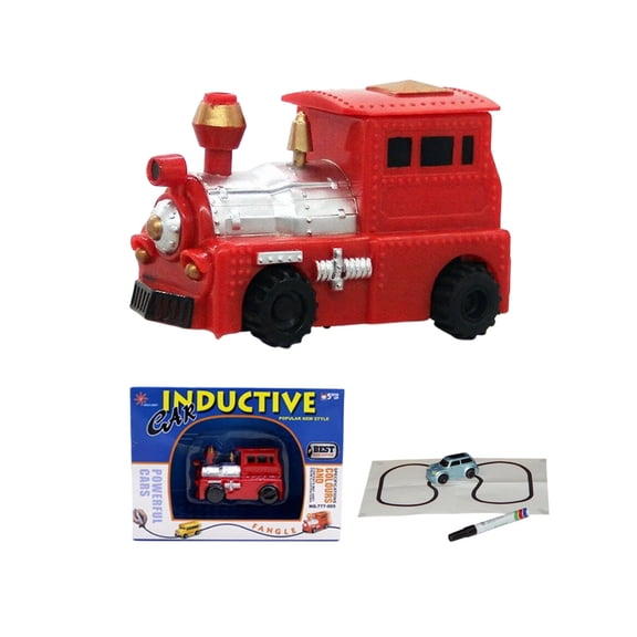Inductive Car Toy Mini Engineering Vehicle, Fun Pen Follow Any Drawn Black Line Mini Toy 3.54 Inch, Educational Toy for Logical Thinking, Includes Marker Paper Batteries