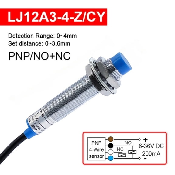 Inductive Proximity Switch PNP Sensor, NO NC DC, 5-36V 4mm Detection