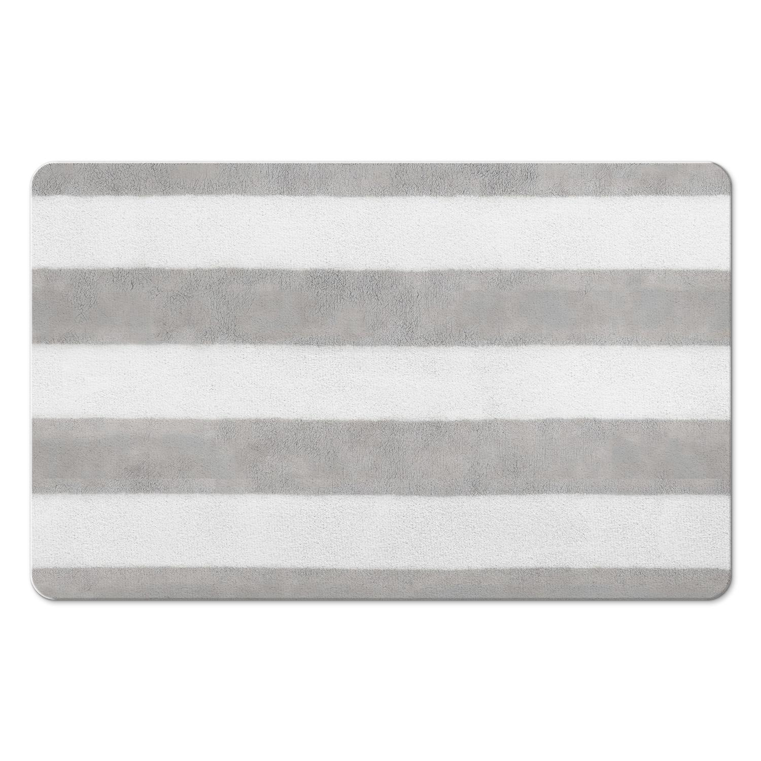 Premium Striped Microfiber Bathroom Rugs 20x32 in - Extra Thick, Super Absorbent Bath Mat, Anti-Slip for Safety, Machine Washable for Tub and Shower