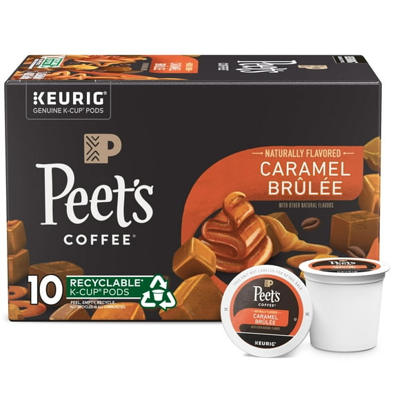 Peet's Coffee, Flavored Light Roast Keurig K-Cup Pods - Caramel Brulee 10 Count (1 Box of 10 K-Cup Pods)( pack of 1 )