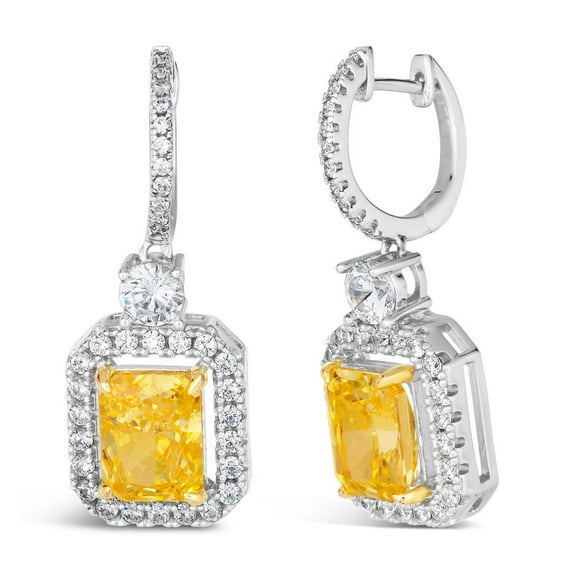 Indulge in Your Confidence with TheJewelryHut Vintage-Inspired Style Yellow and White Crystalline in Silver Drop Earrings