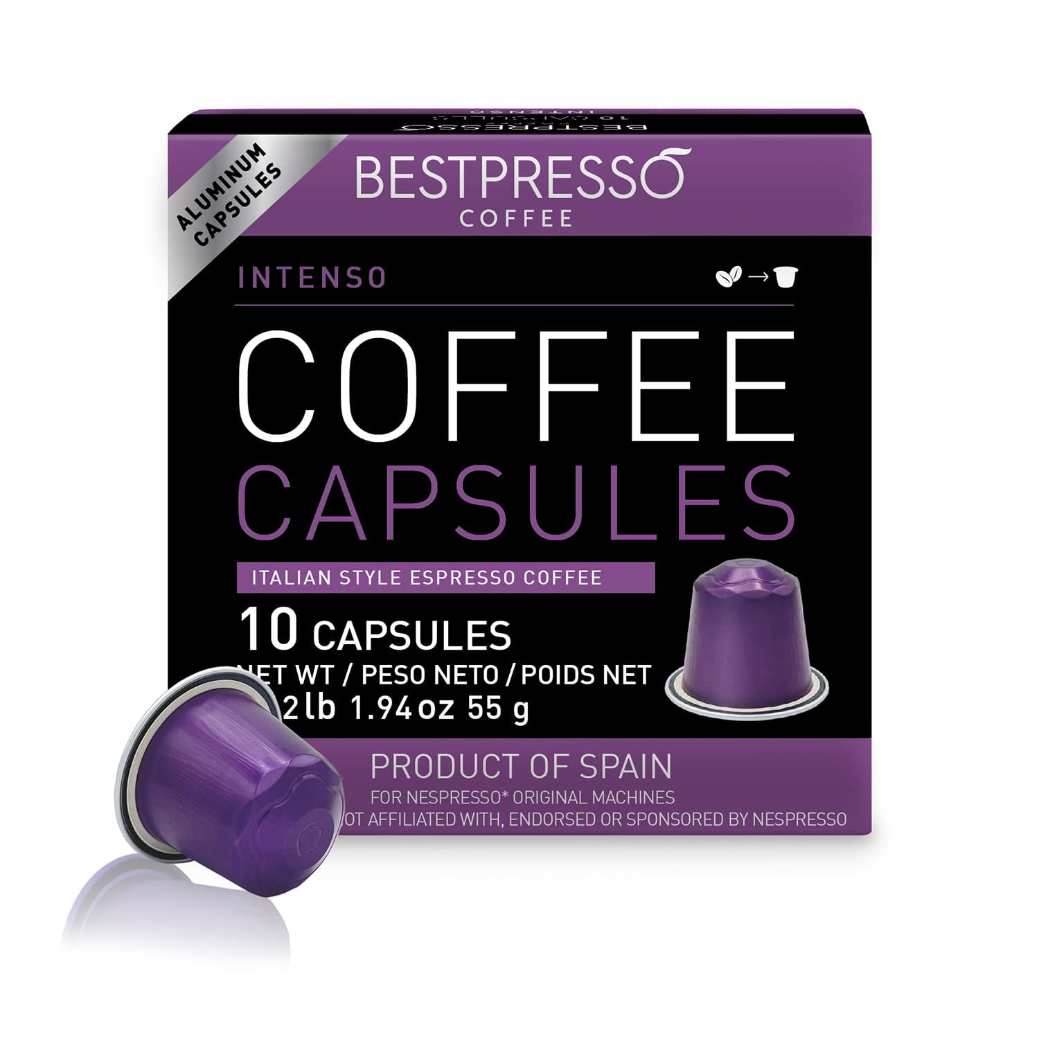 Nespresso Intenso Italian Espresso Pods, Intensity: 12, 20/Box Nespresso Intenso Italian Espresso Pods, Intensity: 12, 20/Box