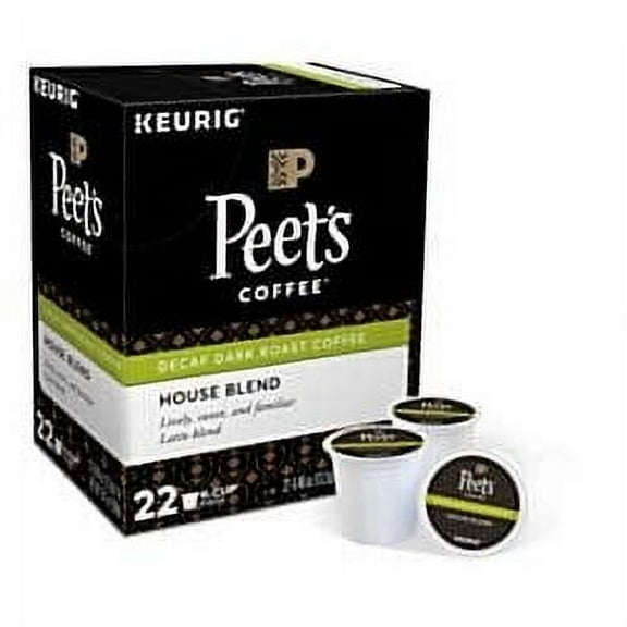 Indulge in the Richness of Peet's Coffee Decaf House Blend with Convenient Single-Serve K-Cups - 22 Count Carton.