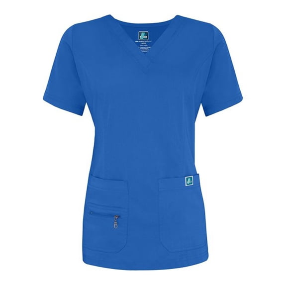 Indulgence by Adar Women's V-Neck Princess Seam Solid Scrub Top