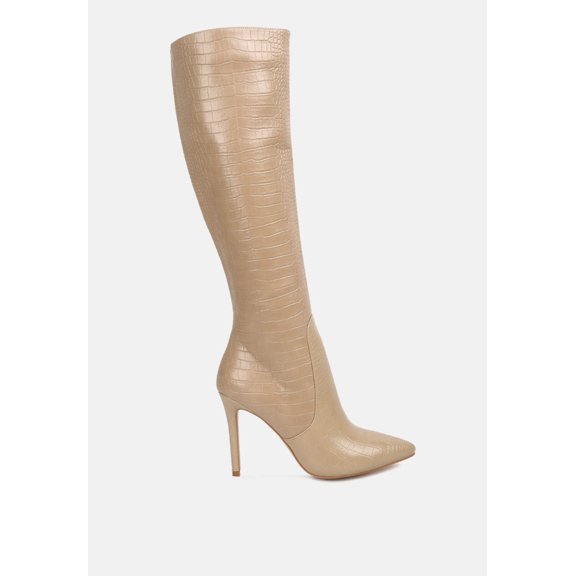 Indulgent High Heel Croc Calf Boots