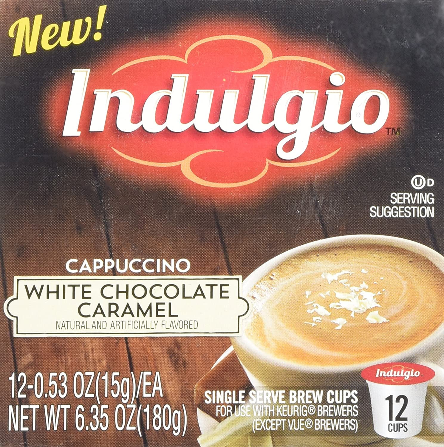 Indulgio 72 Count K-Cups (White Chocolate Caramel Cappuccino) (Compatible with 2.0 Keurig Brewers)