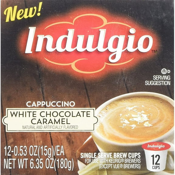 Indulgio 72 Count K-Cups (White Chocolate Caramel Cappuccino) (Compatible with 2.0 Keurig Brewers)
